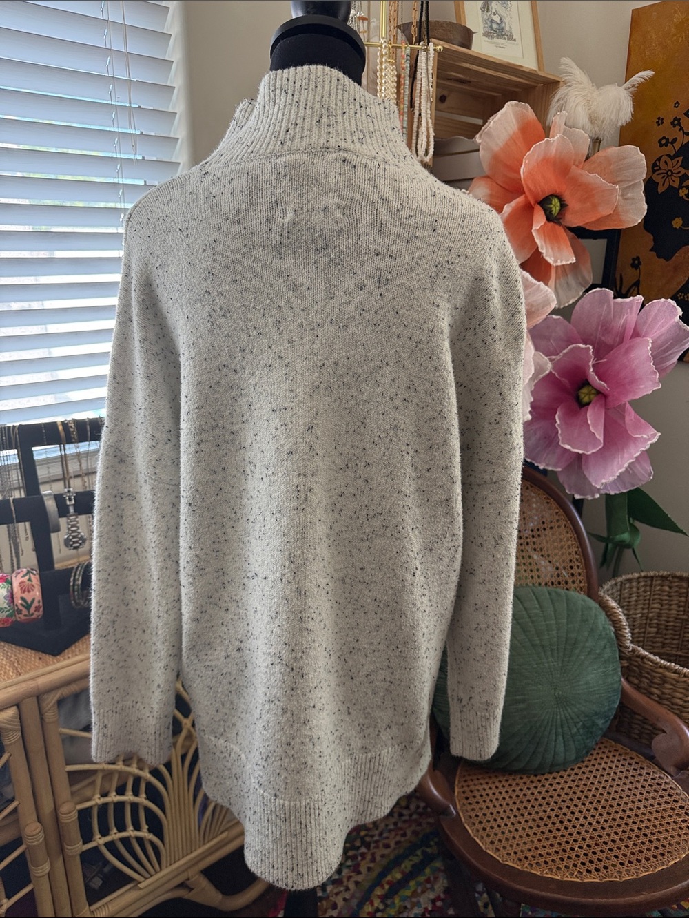 Abercrombie & Fitch Gray Marled Popover Nantucket Turtleneck Tunic Sweater - Picture 2 of 5